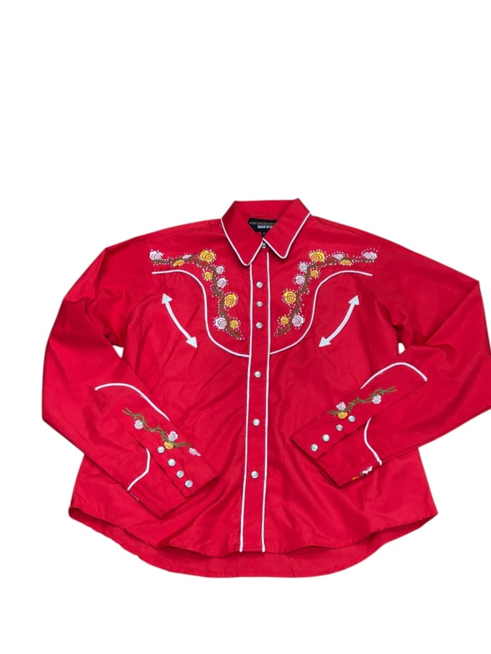 The American West Women's Embroidered Long Sleeve Western Cowgirl Shirt Size L
